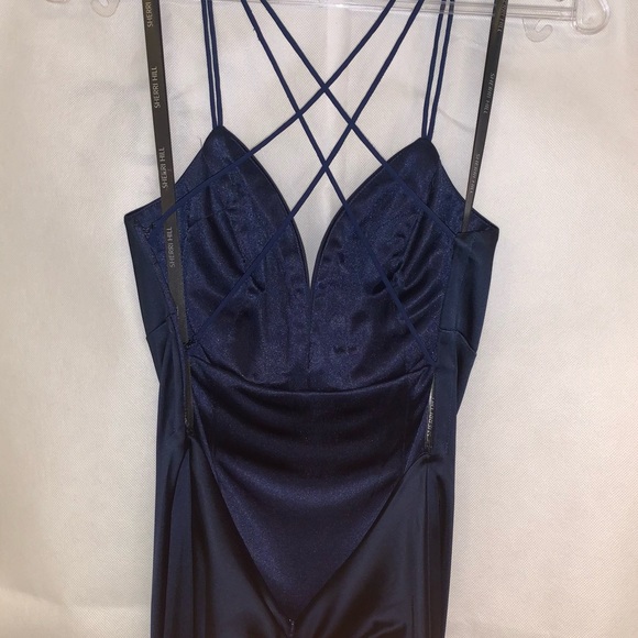 Sherri hill satin blue long dress - Picture 8 of 14